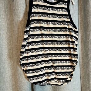 Vintage Outrage Striped Black and Cream Women's Tank Top